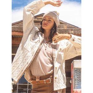 Cream Oversized Cable Knit Collared Jacket